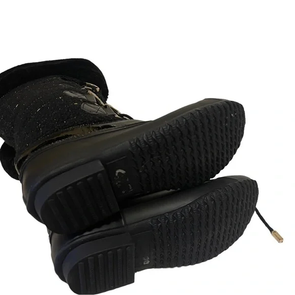 INC International Concepts Lorinah Black Tweed Fur Lined Winter Boots - Picture 5 of 6